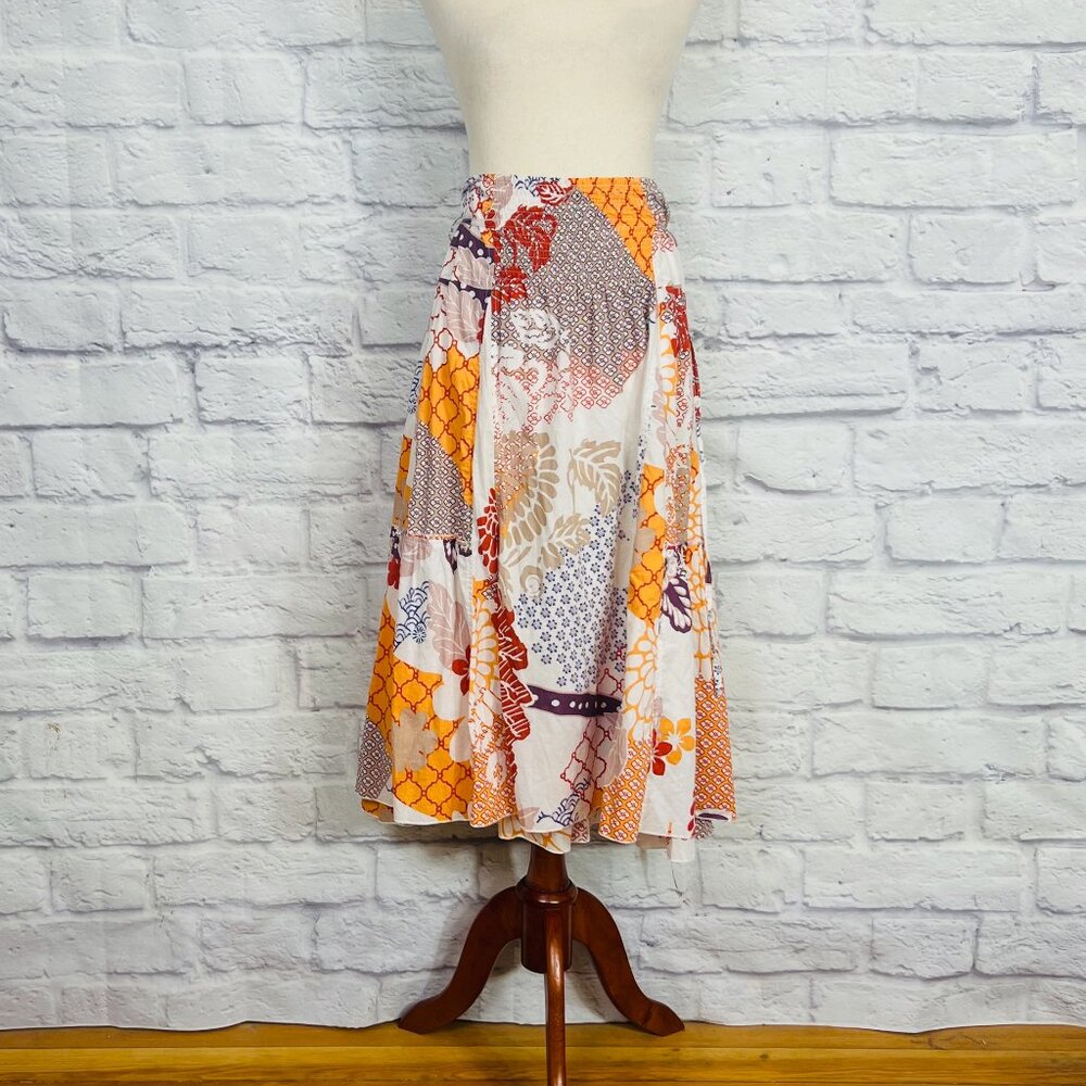 Sandwich White Floral Tiered Midi Skirt